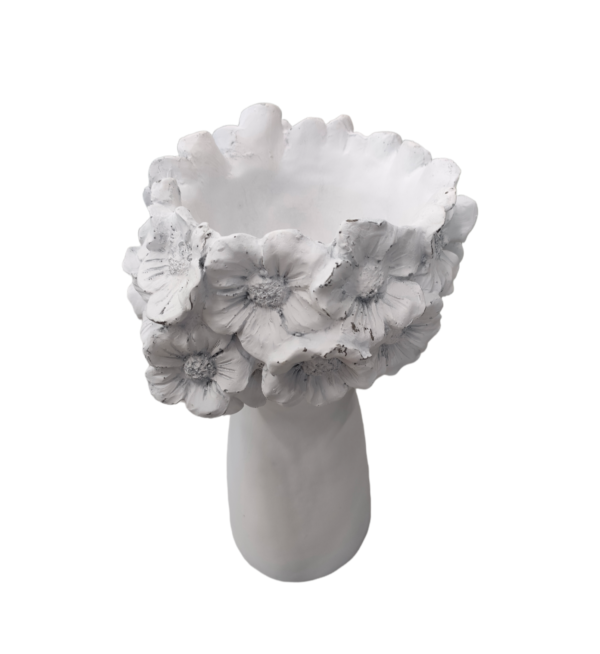 Vaso testa donna fiori bianco big - immagine 3