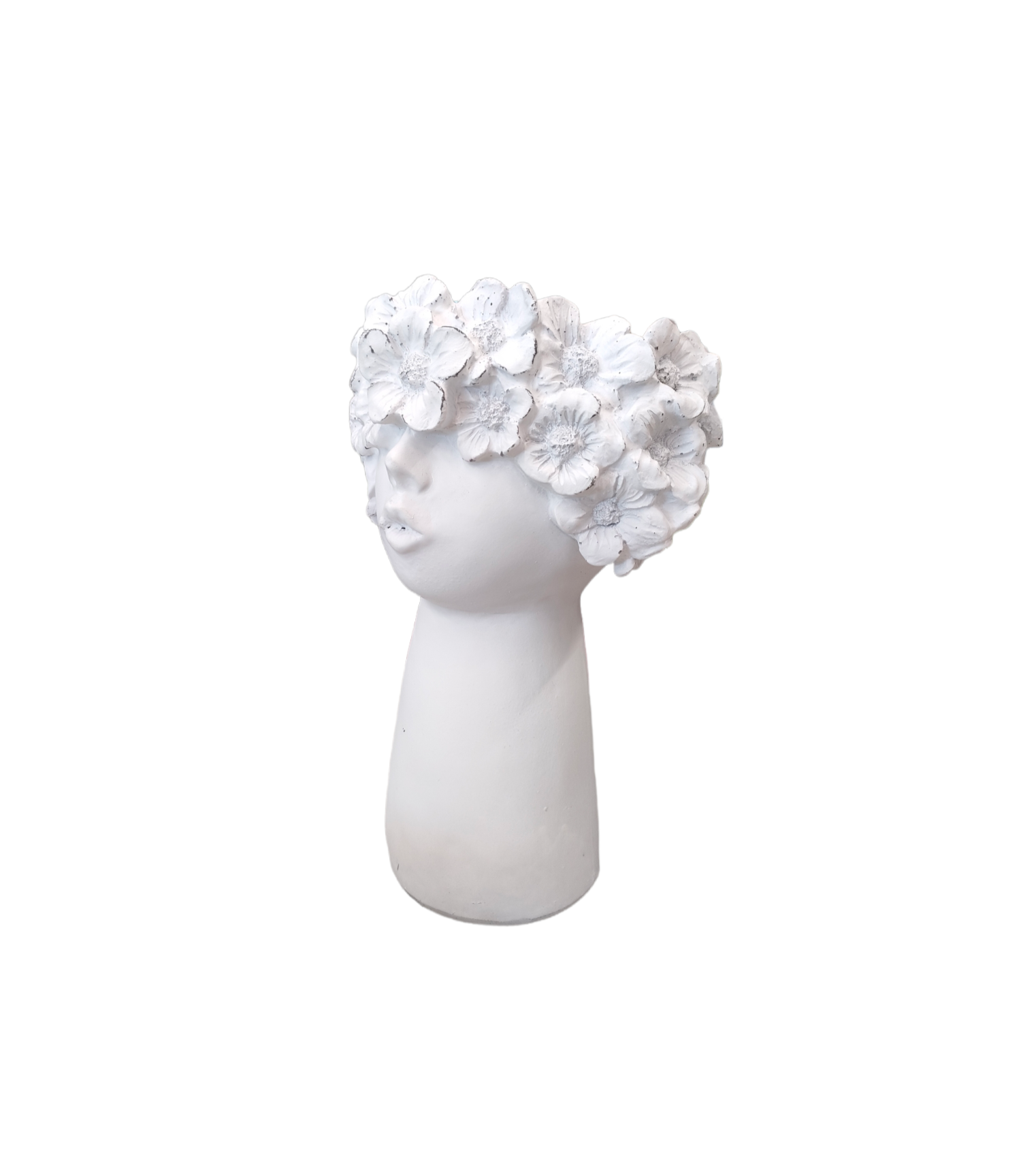 Vaso testa donna fiori bianco small