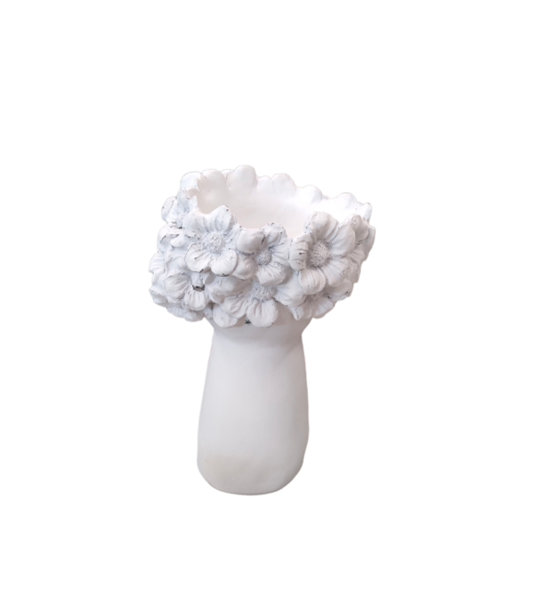 Vaso testa donna fiori bianco small - immagine 3
