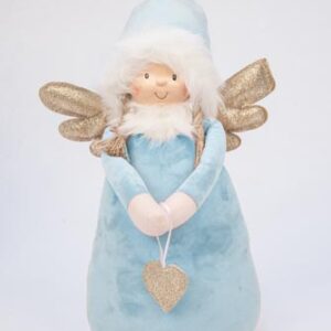 DECO ANGEL WITH HEART LT BLUE BIG 23x16x36cm