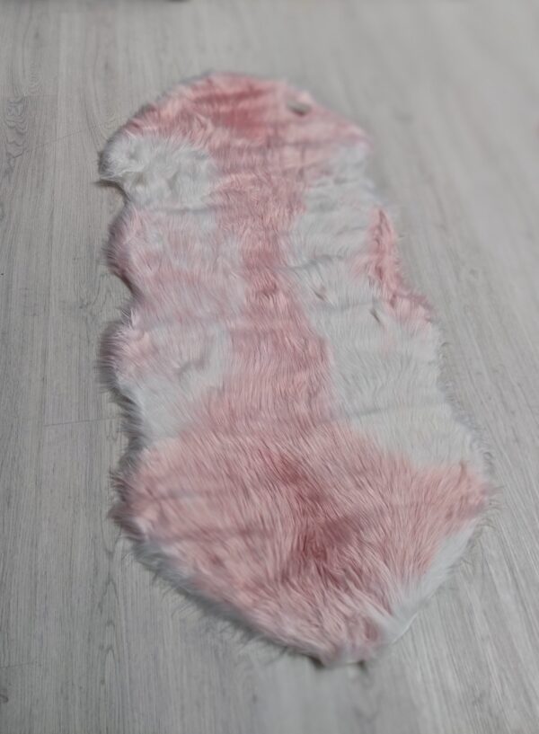 TAPPETO ECO PELLE DI PECORA BIANCO-ROSA 60*140CM - immagine 2