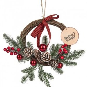 GHIRLANDA SFERE NATALE WOOD D.33CM
