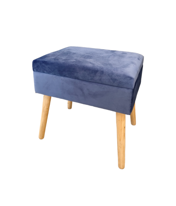 SGABELLO CONTENITORE WONDER VELLUTO BLU 45*35*35CM - immagine 4