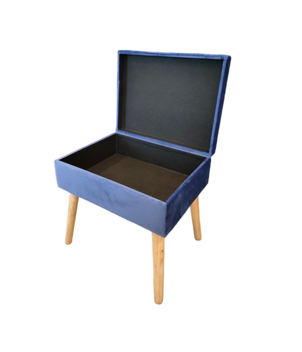 SGABELLO CONTENITORE WONDER VELLUTO BLU 45*35*35CM - immagine 2
