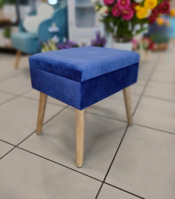 SGABELLO CONTENITORE WONDER VELLUTO BLU 45*35*35CM - immagine 3