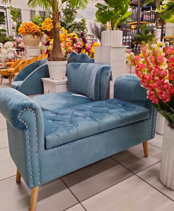 PANCA IMPERO VELVET ACQUAMARINA 112*40*62CM - immagine 2