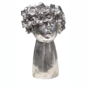 VASO DONNA FIORI ARGENTO 21,5*18,5*35CM