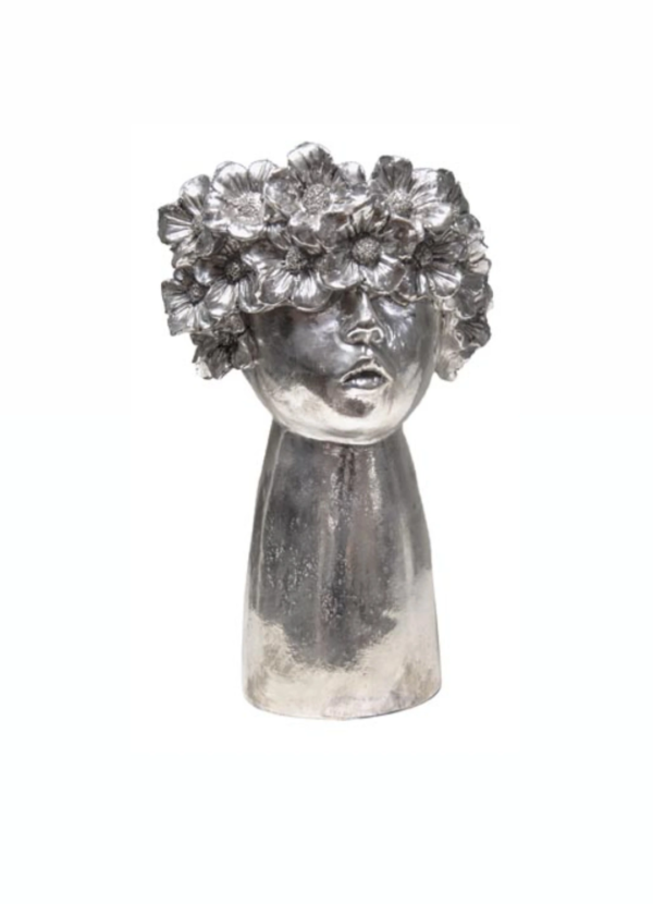 VASO DONNA FIORI ARGENTO 21,5*18,5*35CM