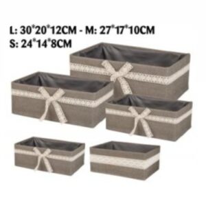 SET 3 SCATOLA IUTA MERLETTO GRIGIO