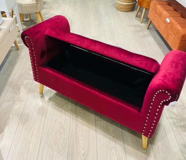 PANCA IMPERO VELVET BORDEAUX 112*40*62CM - immagine 2