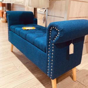 PANCA IMPERO LINEN BLU 112*40*62CM