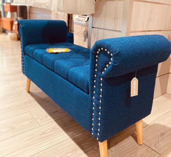 PANCA IMPERO LINEN BLU 112*40*62CM