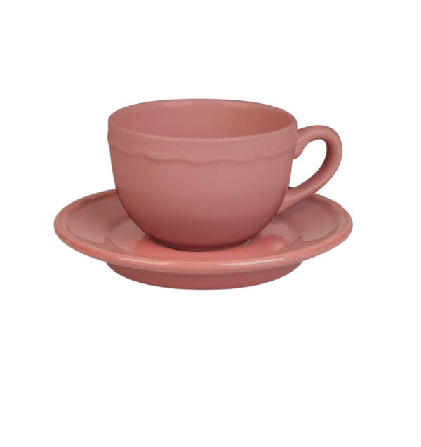 TAS 57467 TAZZINA CAFFE C/PIATTINO ROSA SCURO LACY - immagine 2