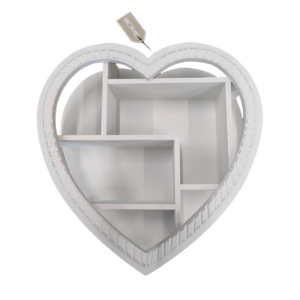 MOBILETTO CUORE CON RIPIANI SHABBY WHITE 40*11,5*40CM