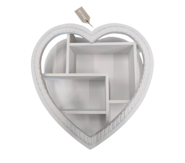 MOBILETTO CUORE CON RIPIANI SHABBY WHITE 40*11,5*40CM