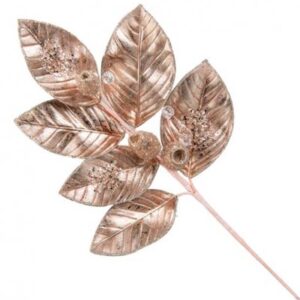 STELO FOGLIE E BACCHE GLITTER ANTIQUE PINK 60CM