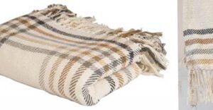 PLAID IN COTONE SQUARES FRANGE 130*170CM