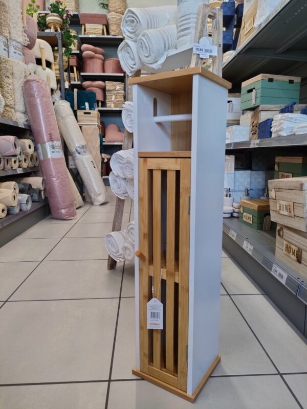 MOBILE PORTAROTOLO DA BAGNO WHITE BAMBOO 18*18*70CM - immagine 2