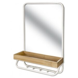 Appendiabiti Specchio Da Parete White Bamboo 29,5*11,5*45Cm