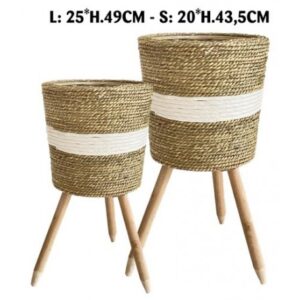 S/2 Portavaso Rope Alto Natural/White