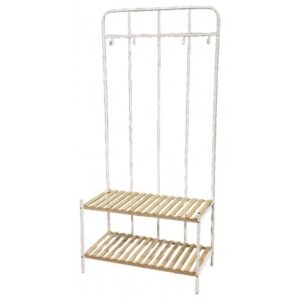Mobile Da Ingresso Appendiabiti White Bamboo 79*40*170Cm