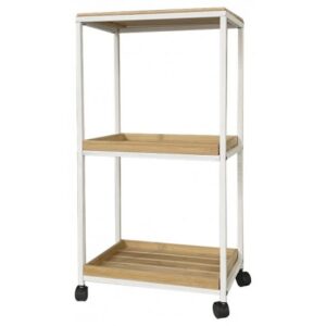 Mobiletto 3 Ripiani Square White Bamboo 44*30*85Cm