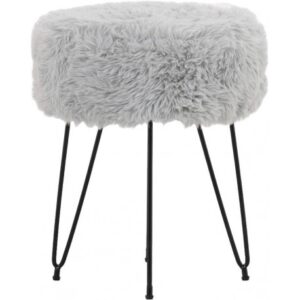 Pouf Finta Pelliccia Alaska Grigio 35*35*43Cm