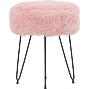 Pouf Finta Pelliccia Alaska Rosa 35*35*43Cm