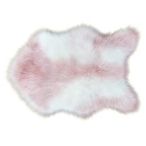 Tappeto Eco Pelle Di Pecora Bianco-Rosa 60*90Cm