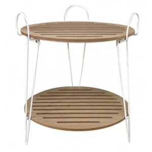 Tavolino 2 Livelli Slim White Bamboo 47*46*54Cm