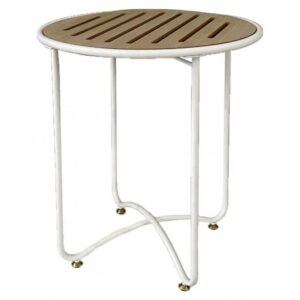 Tavolino Round White Bamboo 42*42*47Cm