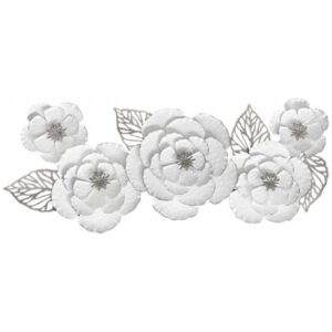 Deco Parete Metal Flowers Silver 100*6*36Cm