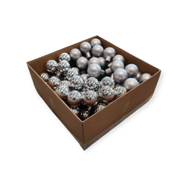 Confezione 72 Palline a Grappolo in Vetro Argento