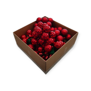Confezione 72 Palline a Grappolo in Vetro Rosso