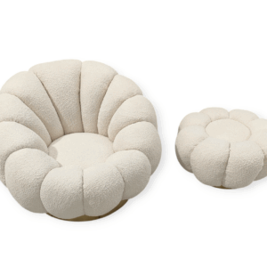 Poltrona Con Pouf Bouclè Crema