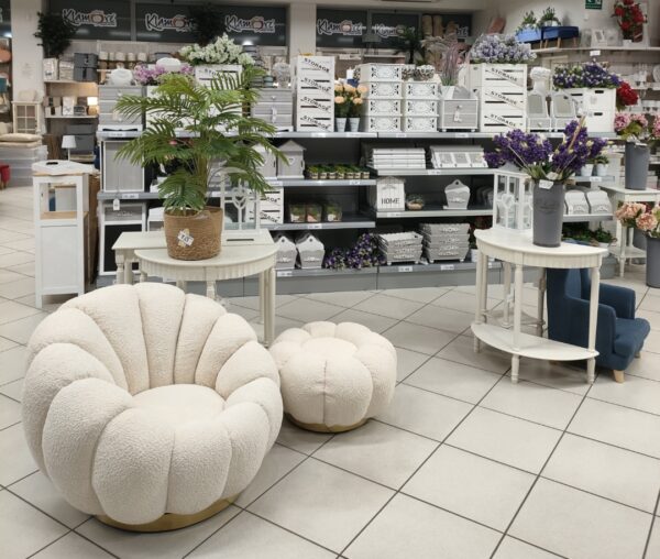 Poltrona Bouclè Crema 90*90*H.62cm - immagine 2