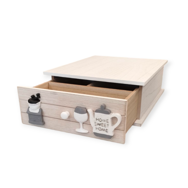 Box Per Caffè 33*27*H.11cm Legno Bianco - immagine 2