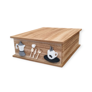 Box Per Caffè 33*27*H.11cm Legno Natural