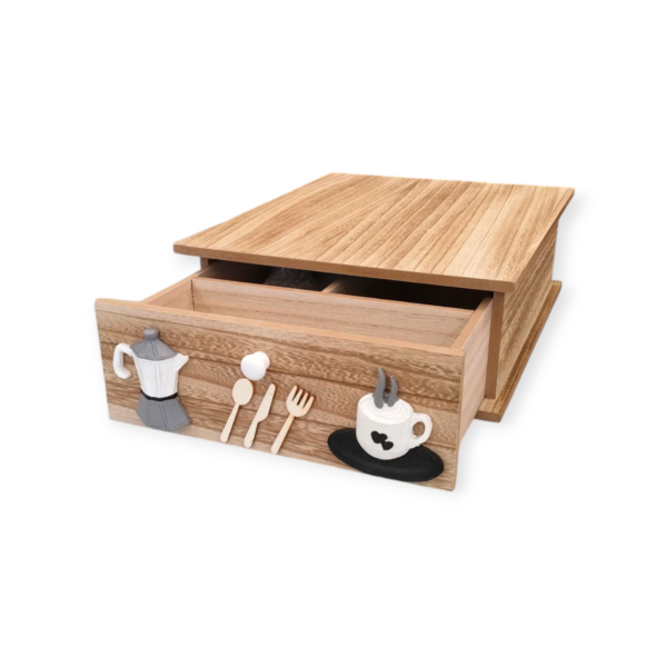 Box Per Caffè 33*27*H.11cm Legno Natural - immagine 2