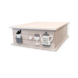 Box Per Caffè 33*27*H.11cm Legno Bianco