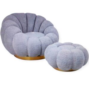 Poltrona Con Pouf Bouclè Grigio