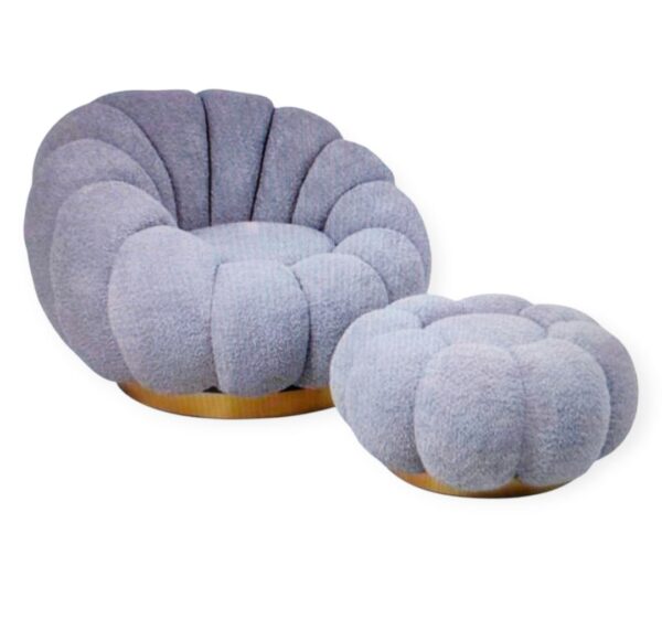 Poltrona Con Pouf Bouclè Grigio