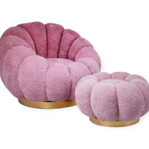 Poltrona Con Pouf Bouclè Rosa