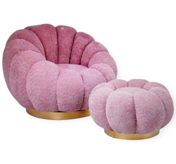Poltrona Con Pouf Bouclè Rosa