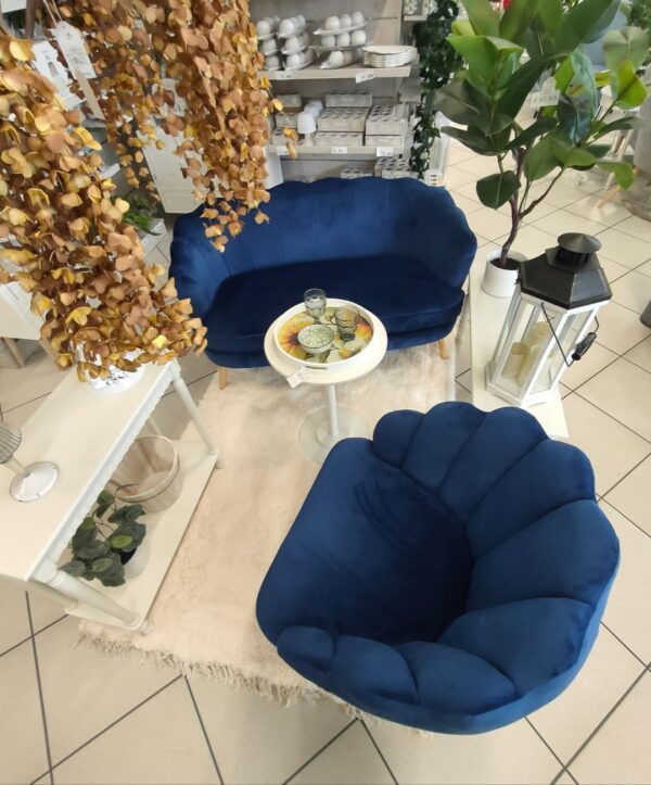 DIVANO DUE POSTI CONCHIGLIA BLU 139*76*77CM - immagine 3