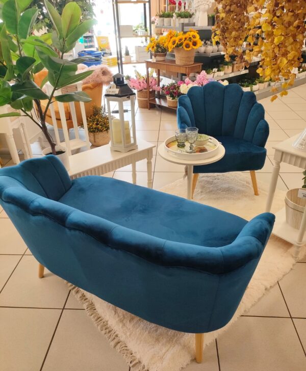 DIVANO DUE POSTI CONCHIGLIA BLU 139*76*77CM - immagine 5