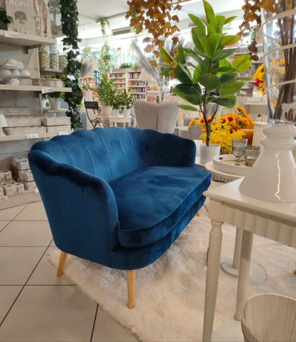 DIVANO DUE POSTI CONCHIGLIA BLU 139*76*77CM - immagine 2