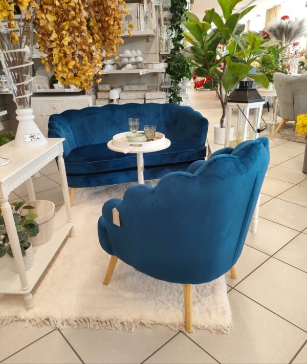 DIVANO DUE POSTI CONCHIGLIA BLU 139*76*77CM - immagine 4