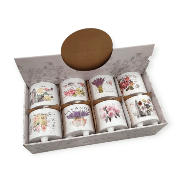 Set 8 Portavasi con Piedini Vintage 9,5*9,5*H.9,5cm