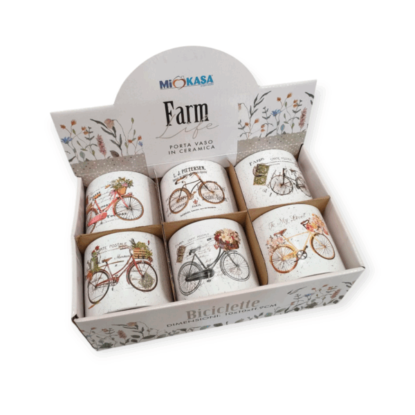Set 6 portavasi Farm Life Biciclette 10*10*H.9cm